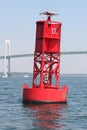 Buoy under Newport Bridge Royalty Free Stock Photo