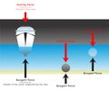 Buoyant Force Infographic Diagram showing how ship float on water Royalty Free Stock Photo