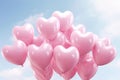 Buoyant Heart shaped helium balloons. Generate Ai