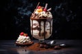 Buoyant Pieces chocolate float. Generate Ai Royalty Free Stock Photo