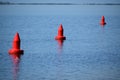 Three buoys on the ocean