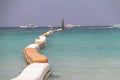 Buoys show the boundaries of ship at sea. Royalty Free Stock Photo