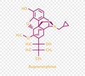 Buprenorphine chemical formula. Buprenorphine structural chemical formula isolated on transparent background.