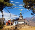 Bupsa gompa monastery stupa buddhist prayer flags