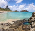 Buraco do Galego at Praia do Cachorro Beach with Morro do Pico on background - Fernando de Noronha, Pernambuco, Brazil