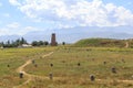 Burana tower XI century and the ancient stone sculptures of th Royalty Free Stock Photo