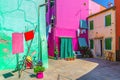 Burano island with colorful houses buildings Royalty Free Stock Photo