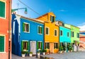 Burano island with colorful houses buildings Royalty Free Stock Photo