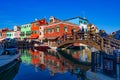 Burano island, famous for its colorful fishermen`s houses, in Venice