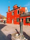 BURANO, ITALY - JANUARY 20, 2020: Colorful houses on the island of Burano in Italy. Burano island is famous for its colorful
