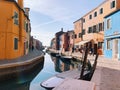 BURANO, ITALY - JANUARY 20, 2020: Colorful houses on the island of Burano in Italy. Burano island is famous for its colorful