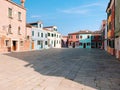 BURANO, ITALY - JANUARY 20, 2020: Colorful houses on the island of Burano in Italy. Burano island is famous for its colorful