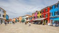 Street with a colorful houses, island near Venice