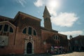 Burano, Italy - may 2023 Bell Tower Landmark Saint Martin Bishop Roman Catholic Church