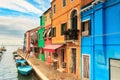 Colorful houses of Burano island in Venice.