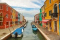 Colorful houses of Burano island in Venice.