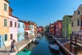Burano, Italy - September 16, 2019: Picturesque summer scenery view with colourfully painted houses on Burano Royalty Free Stock Photo