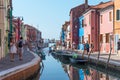 Burano, Italy - September 16, 2019: Picturesque summer scenery view with colourfully painted houses on Burano Royalty Free Stock Photo