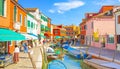 Water canal and colorful houses on Burano island