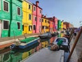 Burano, Italy - 06.30.2023: Venice landmark, Burano island canal