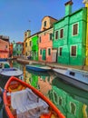 Burano, Italy - 06.30.2023: Venice landmark, Burano island canal