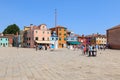 Burano main square with some tourists