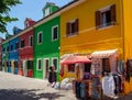 Burano, Venezia, Italy. Colorful houses in the wonderful Burano island