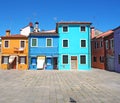 Burano, Venezia, Italy. Street with colorful houses in Burano island