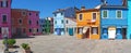 Burano, Venezia, Italy. Street with colorful houses in Burano island