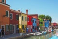 Burano, Venezia, Italy. View of the colorful houses along the canals at the Islands