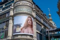 Burberry Goddess advertising billboard covering the facade of the Printemps Haussmann, Paris, France Royalty Free Stock Photo