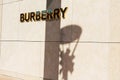 Burberry logo on the facade of the retail store