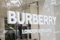 Burberry logo on Burberry`s shop