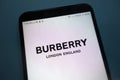 Burberry logo on smartphone