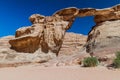 Burdah rock bridge in Wadi Rum desert Royalty Free Stock Photo