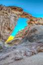 Burdah rock bridge at Wadi Rum, Jordan Royalty Free Stock Photo