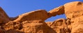 Burdah Rock Bridge, Wadi Rum, Jordan banner Royalty Free Stock Photo