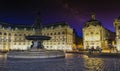 BURDEOS, FRANCE - Aug 10, 2018: Fuente y plaza de la bolsa en Burdeos Royalty Free Stock Photo