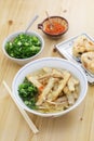 Burdock tempura udon noodles soup, japanese food Royalty Free Stock Photo