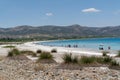 Burdur/Turkey - July 19 2020: People are sunbathing and swimming in Salda lake