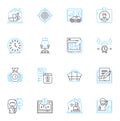 Bureau linear icons set. Organization, File, Desk, Office, Archive, Record, Storage line vector and concept signs. File