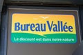 Bureau Vallee sign text and brand logo front of store retail office supplies equipment