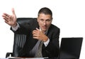 The bureaucrat emotionally shows the discontent Royalty Free Stock Photo