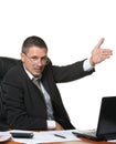 The bureaucrat emotionally shows the discontent Royalty Free Stock Photo