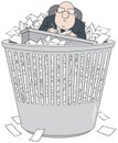 Bureaucrat in wastepaper basket