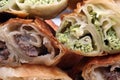 Burek pie with meat, cheese or spinach Royalty Free Stock Photo