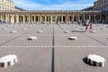 The Buren columns in the court of Honor of the Palais-Royal in Paris, France Royalty Free Stock Photo