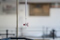 Burette for precision measurements in the chemistry laboratory.