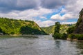 Burg castle Katz near Rhein Rhine river in Sankt Goarshausen, Loreley Lorelei, Rhein-Lahn-Kreis, Rhineland-Palatinate, Rheinland- Royalty Free Stock Photo