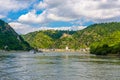 Burg castle Katz near Rhein Rhine river in Sankt Goarshausen, Loreley Lorelei, Rhein-Lahn-Kreis, Rhineland-Palatinate, Rheinland-